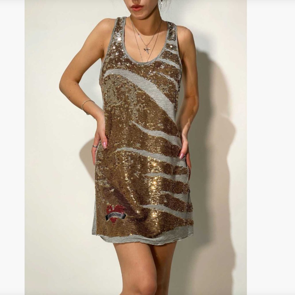 Roberto Cavalli Sequin Embellished Mini Tank Dress